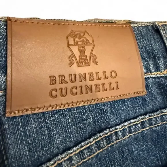 Brunello Cucinelli Men's Designer Made in Italy Blue Denim 100% Cotton Jeans - Picture 2 of 8